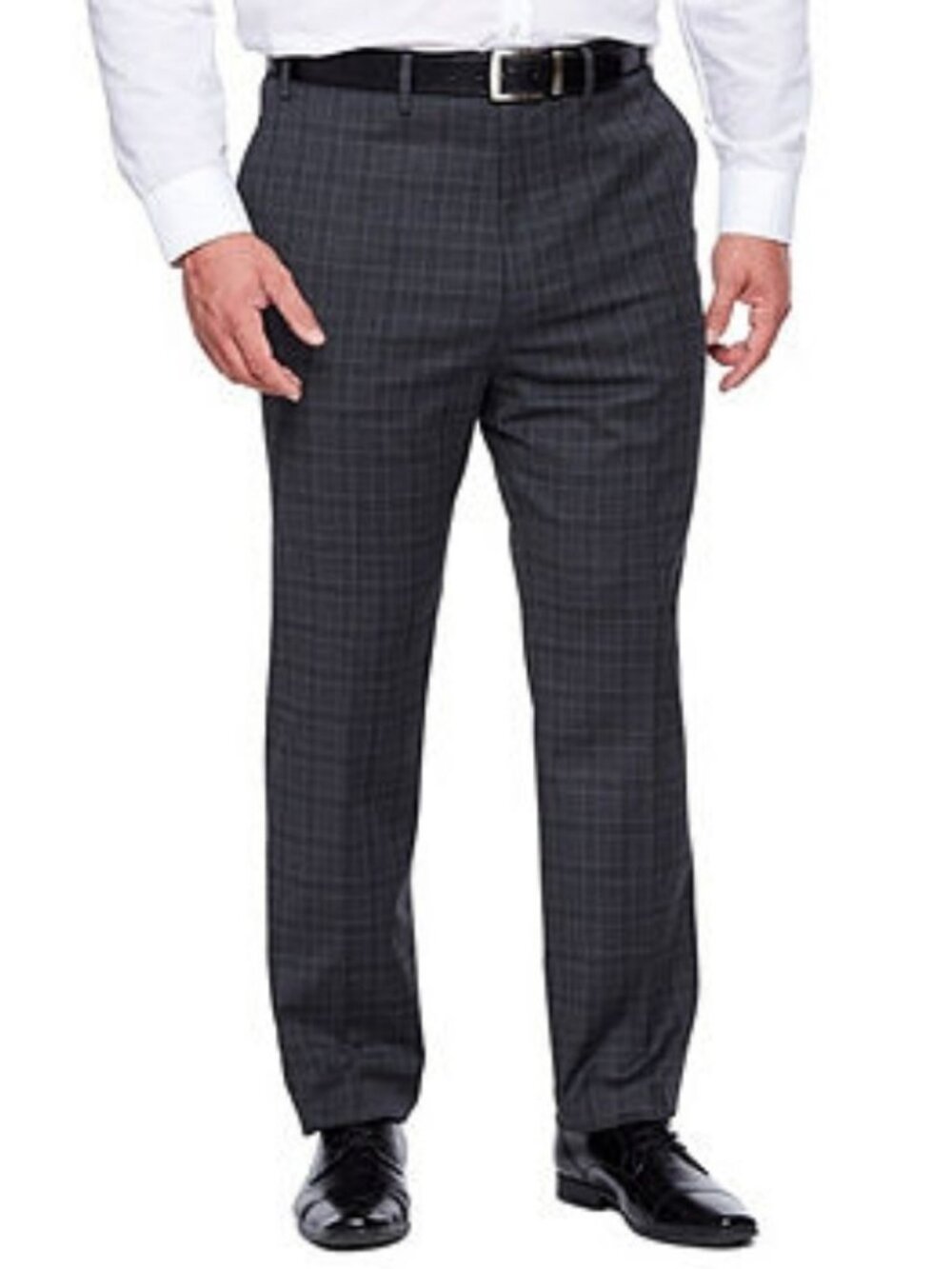 Shaquille O'Neal Mens Suit Dress Pants Gray Plaid 46x29 Big and Tall Stretch New